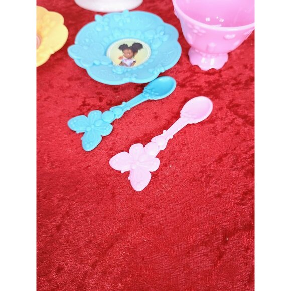 Disney Princess Tea Set With Plates Cups Teapot & Spoons For Kids Play Plastic M - Picture 3 of 8